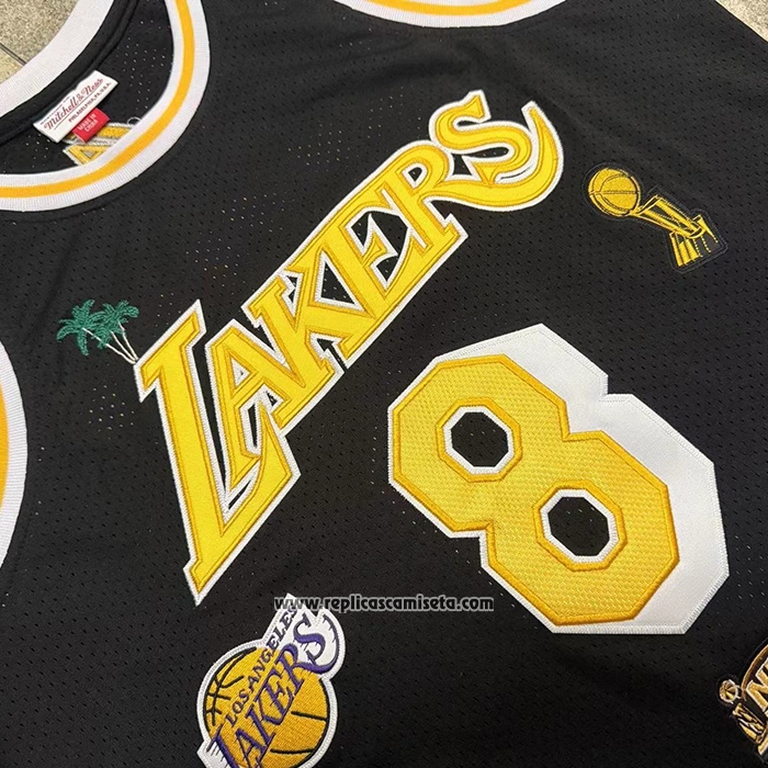 Camiseta Los Angeles Lakers Kobe Bryant NO 8 Hardwood Classics Mitchell & Ness 1996-97 Negro